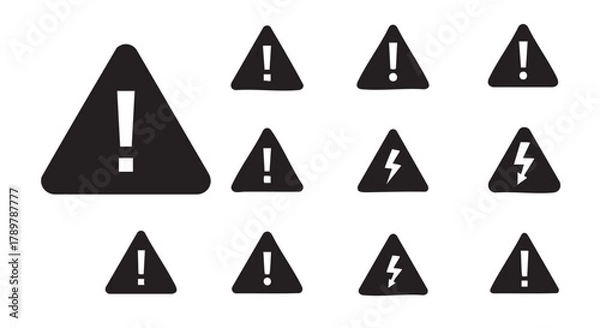 Fototapeta Warning sign symbols in black color danger attention concept vector illustration