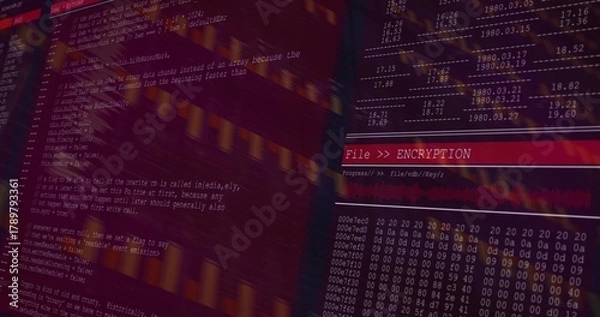 Obraz Showing computer screen displaying encryption interface at security console with code and hex dump