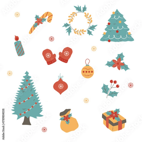 Fototapeta Hand-Drawn Christmas Element Set