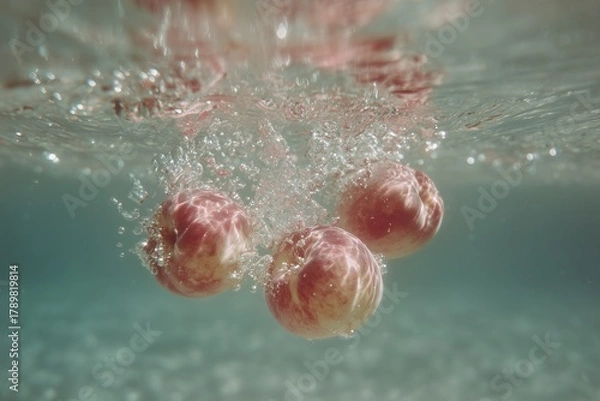 Obraz peaches fall in water