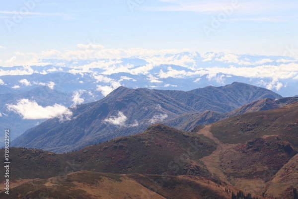 Fototapeta Gurian Mountains in the clouds, Gomismta, Georgia