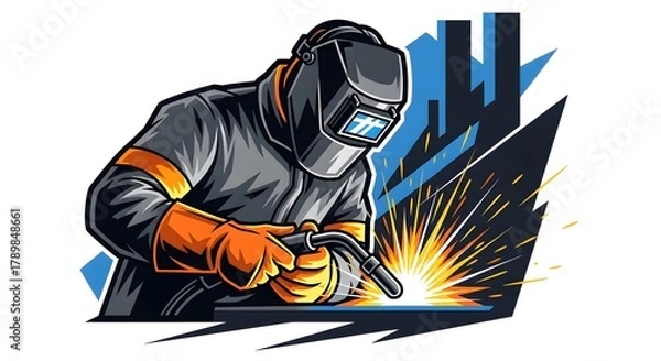 Fototapeta Skilled welder sparks industrial innovation with dynamic fusion, creating modern manufacturing solutions