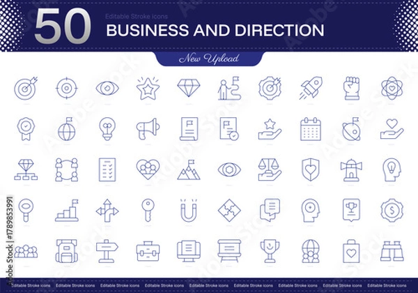 Obraz Business and Direction stroke icon. Business and Direction line icon set. editable stroke icon pack. Line, Thin, Linear Style Icon Bundle. Fully Customizable