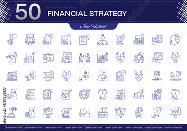 Obraz Financial Strategy stroke icon. Financial Strategy line icon set. editable stroke icon pack. Line, Thin, Linear Style Icon Bundle. Fully Customizable., Budgeting, Investment, Risk, Growth