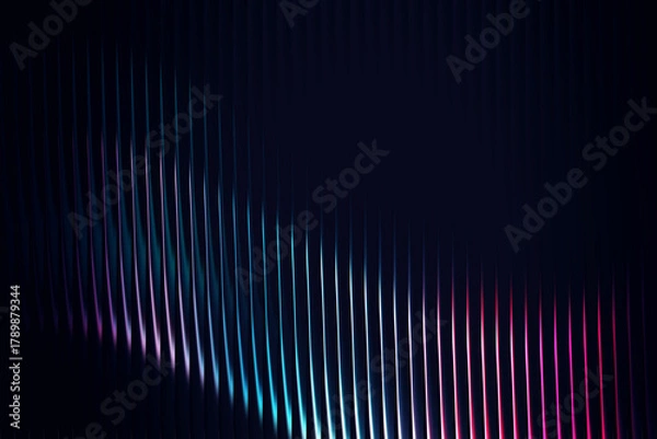 Fototapeta Abstract dark background with vertical glass effect glowing lines