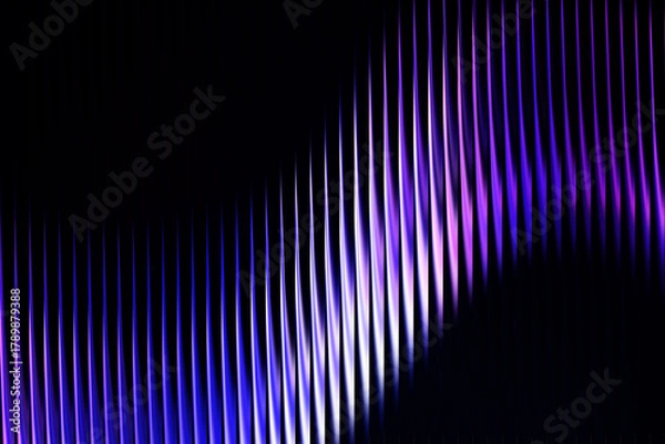 Obraz Abstract wavy pattern of vertical ribbed lines with neon glass effect 