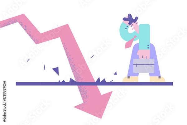 Obraz Economical fall, Debts, bankruptcy concept