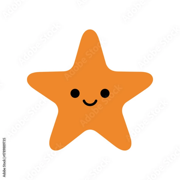Fototapeta Cute Orange Starfish Character with Happy Face.