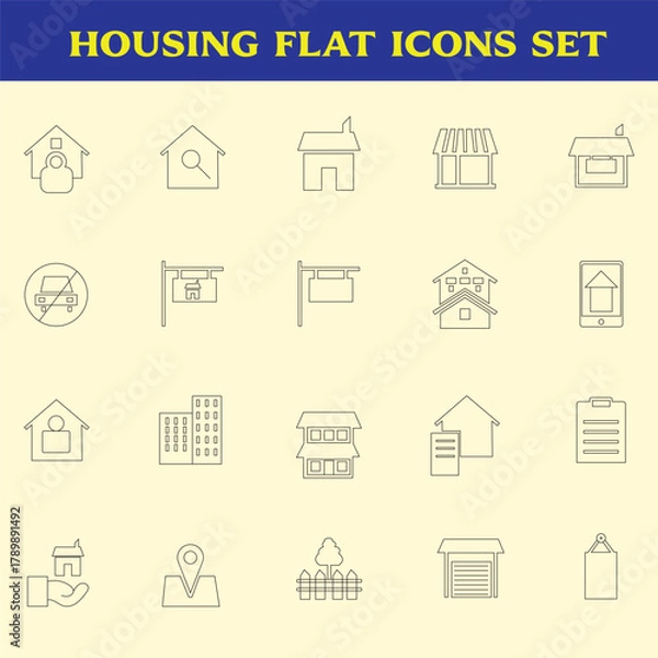 Fototapeta Housing Flat icons set vector isolated on background