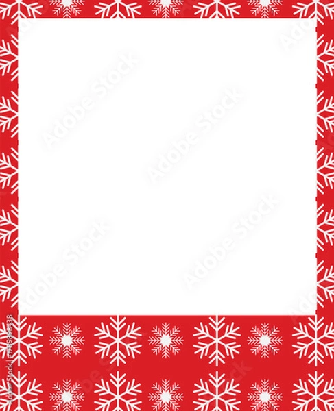 Fototapeta Festive Red Christmas Special Snowflake Polaroid Photo Frame - Winter Holidays Polaroid Style Photo Frame