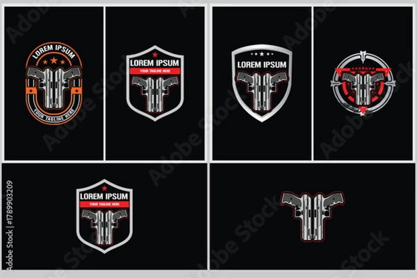 Obraz Gun collection badge logo design vector image template
