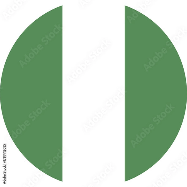 Fototapeta Flag of Nigeria round. National Nigeria flag. Nigerian circle button, banner, badge. Nigeria flag icon design. 