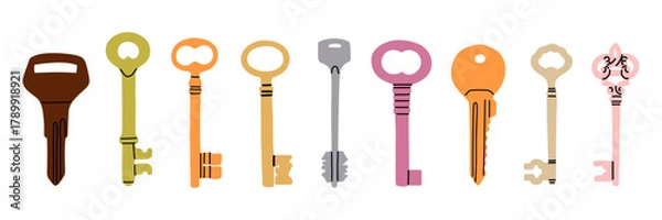 Obraz different keys hand draw illustration