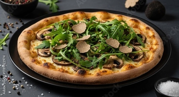Obraz Italian Style Pizza with Fresh Herbs and Garlic