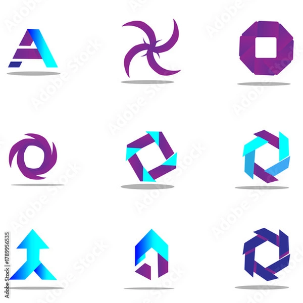 Obraz Abstract Geometric Software Logo Icon Set