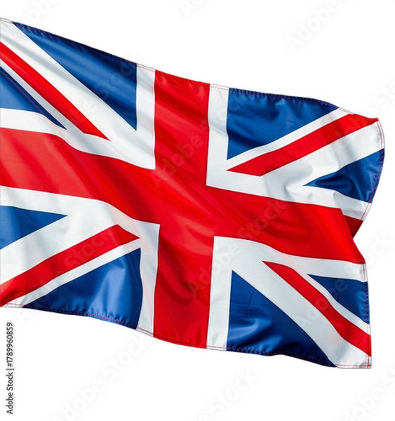 Fototapeta Waving Union Jack Flag with Vibrant Red, White, and Blue