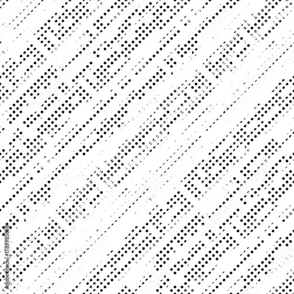 Fototapeta Seamless pattern, rough vector background, diagonal texture, black and white