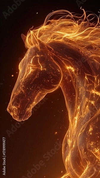 Fototapeta Elegant Horse Made of Light and Energy on a Dark Background in 2026 Footage Generative AI