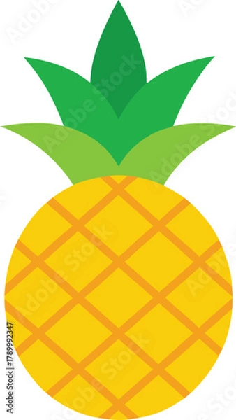 Fototapeta Pineapple Fruit Flat Vector Art Illustration Isolated on White Background
