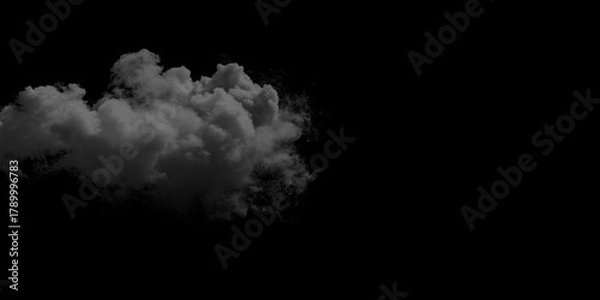 Fototapeta Isolated cloud formation against black background weather element