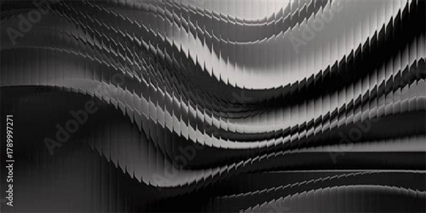 Fototapeta Abstract black and white wave pattern with lines background design