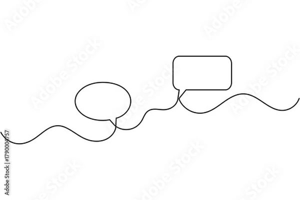 Fototapeta Speech bubble one line drawing minimalist style on white background vector illustration
