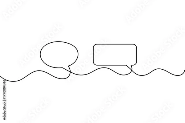 Obraz Speech bubble one line drawing minimalist style on white background vector illustration
