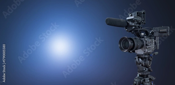 Fototapeta movie camera filming banner with copy space