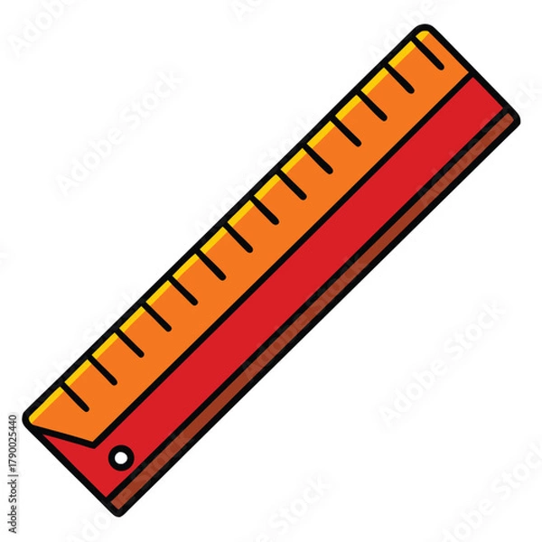Obraz Cartoon ruler with orange and red color and measurement markings measuring tool stationery