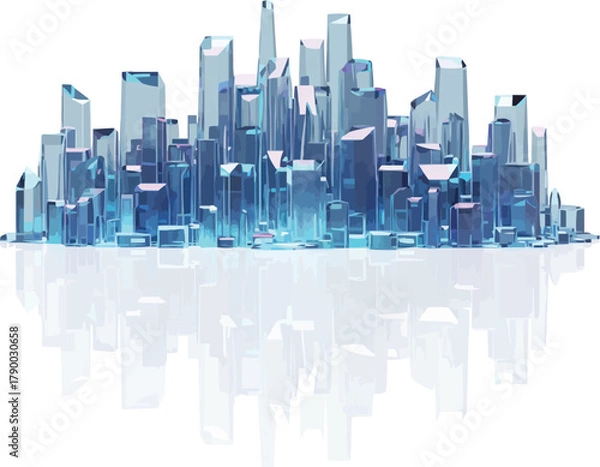 Fototapeta Futuristic city skyline with crystal buildings