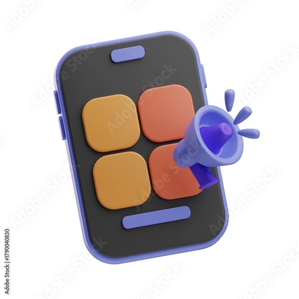 Obraz Smartphone with Megaphone Icon