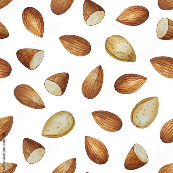 Obraz Almond seamless watercolor pattern. For your design