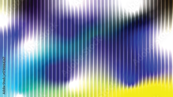 Fototapeta Gradient glass ripple pattern in teal and navy tones, smooth luminous blur, vertical reeded distortion, futuristic wave reflection design.