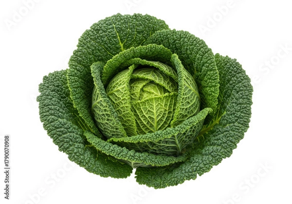 Obraz Isolated savoy cabbage with its distinctive crinkled leaves and vibrant green color healthy