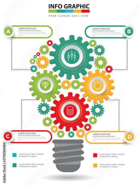 Fototapeta Collaborative Business Process Gear Diagram with Text Banners