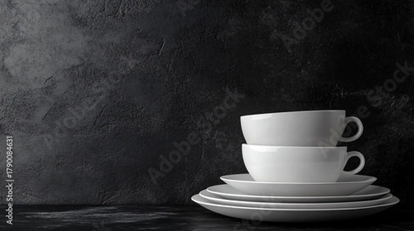 Obraz Elegant tableware displayed on dark grunge background