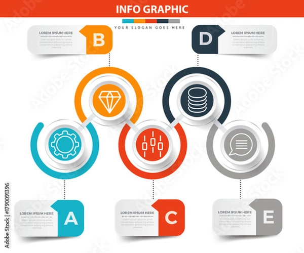 Fototapeta 3 Step Circular Process Infographic with Icons - Business Diagram