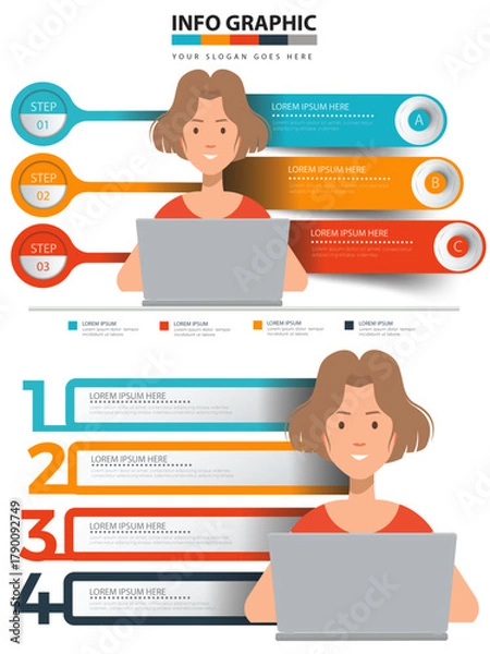 Obraz 6 Step Circular Boxes Infographic Template - Business Process Options