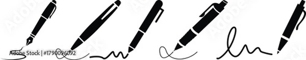 Fototapeta Pen Icon set.Pen Line Icon with Editable Stroke and Pixel Perfect.classic hand writing tool for calligraphy.Copywriting Related Vector, pen logo silhouette vector design template premium, sign up icon