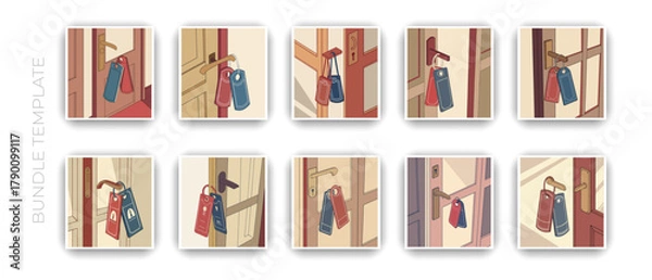 Obraz Door Hanger Mockup Templates Set