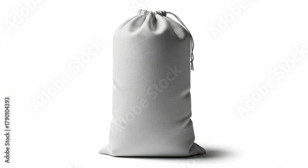 Fototapeta Illustration of white cotton drawstring bag for mockup scene