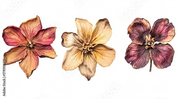 Fototapeta Elegant Array of Dried Flowers on White