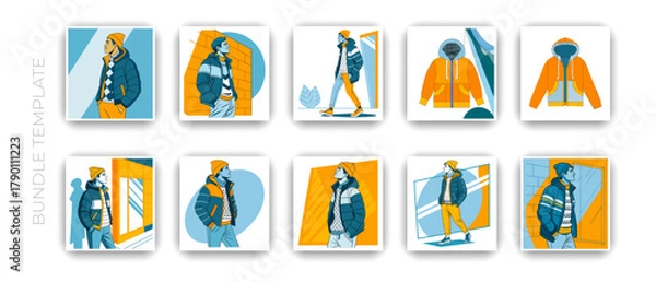Obraz Winter Fashion Jacket Icon Set