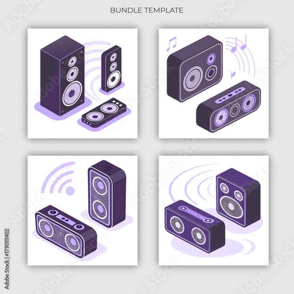 Obraz Wireless Speaker Isometric Icon Set