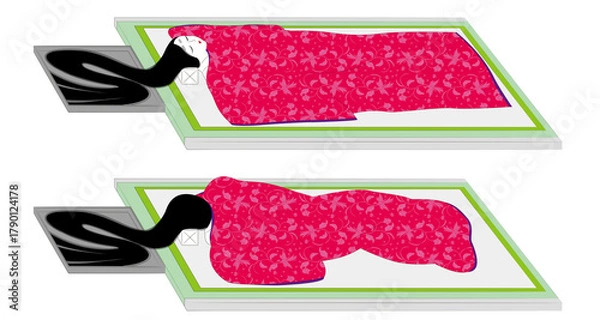 Obraz 平安時代風の若い女性が寝床で物思いにふけり眠るイラスト