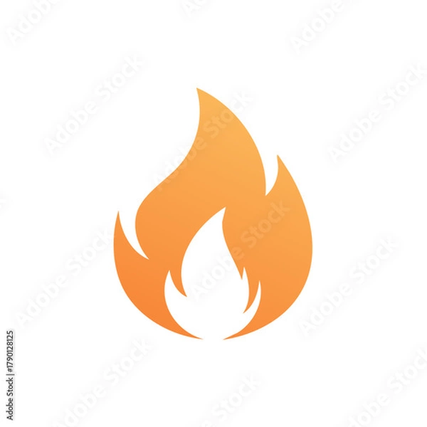 Fototapeta Orange flame icon with smooth gradient on white background