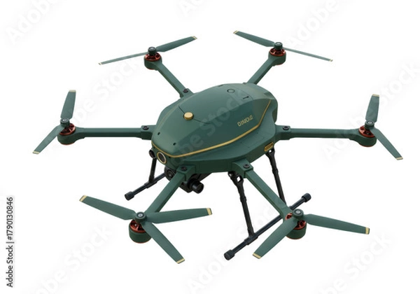 Fototapeta Isolated drone hexacopter UAV unmanned aerial vehicle for professional cinematography, new age