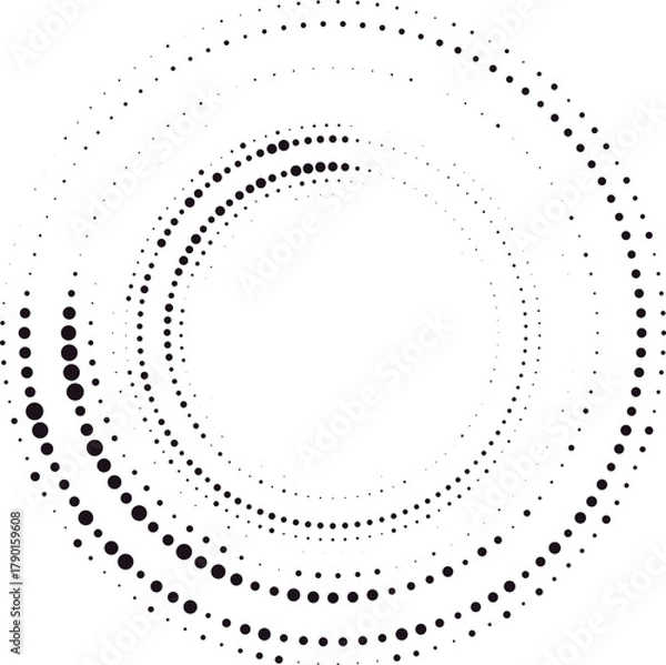 Fototapeta Radial black dots creating dynamic spiral design