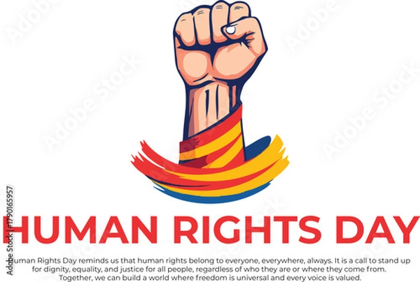Fototapeta Stylized Vector of Raised Fist with Colorful Brush Strokes for Human Rights, Equality, and Justice Themes