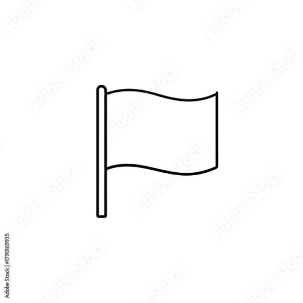Fototapeta Waving flag cloth element vector in minimal line art style symbolizing movement, identity, celebration, and symbolic cultural representation